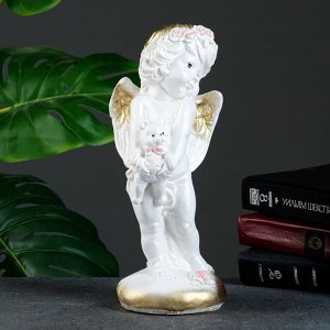 Фигура гипс «Ангел с Мишкой», перламутр, 30x13x13 см