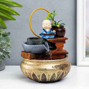 Фонтан настольный "Маленький Будда у пальмы" 16х16х22 см