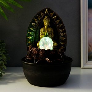Фонтан настольный от сети, подсветка "Верховный Будда в арке у лотоса" 28х19х19 см