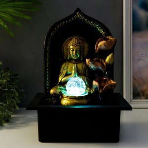 СИМА-ЛЕНД Фонтан настольный от сети &quot;Верховный Будда у фонтана&quot; золото 35х25х20 см