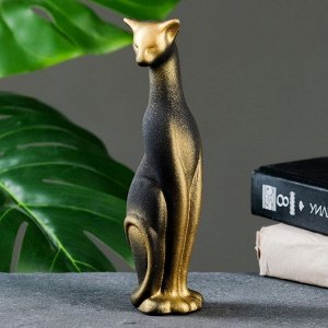 Фигура "Кошка Багира голова влево" черная/золото 5х5х20см