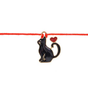 KN410 Красная нить Кошка и сердце (любовь, защита)