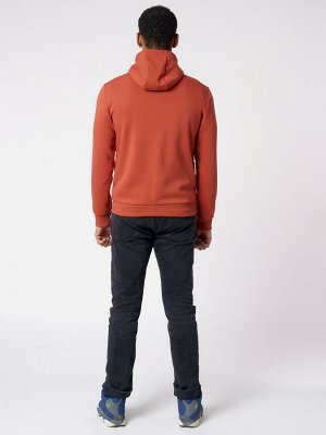 Толстовка с капюшоном мужская на молнии оранжевого цвета 7012O