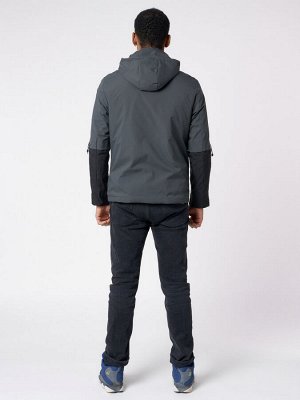 Куртка мужская с капюшоном темно-серого цвета 88601TC