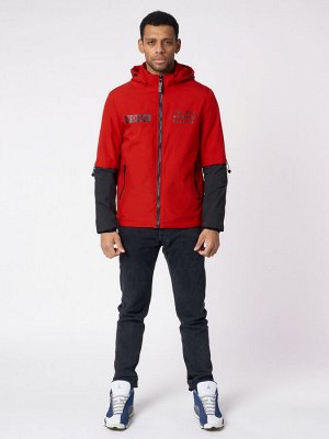 Куртка мужская с капюшоном красного цвета 88601Kr