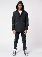 MTFORCE Куртка мужская удлиненная с капюшоном черного цвета 88611Ch