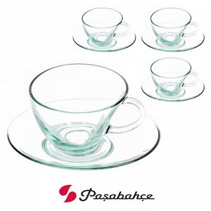 Чайный сервиз Pasabahce "Penguen" зеленый, на 4 персоны / 230 мл