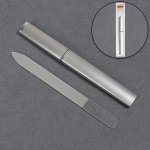 Пилка стеклянная для ногтей, в футляре, 14 см, цвет прозрачный/серебристый