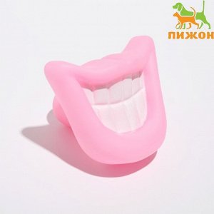 Игрушка пищащая "Улыбка" для собак, 9 см, розовые губы