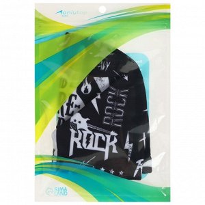 Шапочка для плавания детская тканевая Rock and Roll, цвет чёрный, обхват 46-52 см