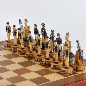 Шахматы деревянные подарочные сувенирные "Морское сражение", 36 х 36 см, король h-8 см, пешка h-6.5