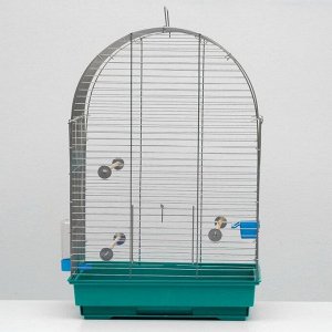 Клетка для птиц "Пижон" №101, хром , укомплектованная, 41х30х65 см, бирюзовая