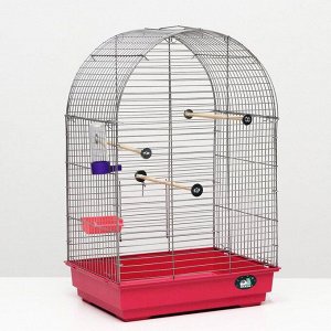 Клетка для птиц "Пижон" №101, хром , укомплектованная, 41х30х65 см, рубиновая