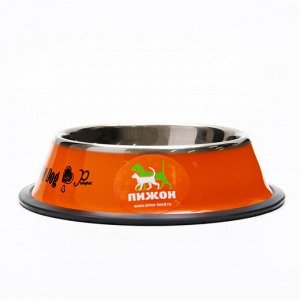 Миска железная с нескользящим основанием "I am A Happy Dog" 15 х 3,5 см, 230 мл, оранжевая
