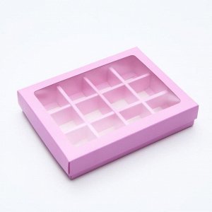 Коробка для конфет, 12 шт, розовая, 19 х 15 х 3,5 см