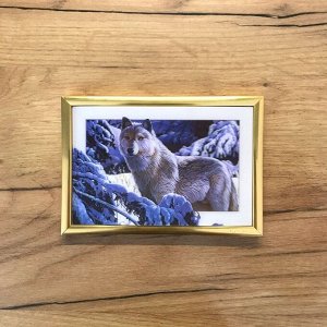 3Д картинка "Волк" 9,5 х 14,5 см х Ж-0012, голографическая открытка с изображением волка, без рамки