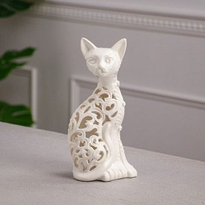 Статуэтка "Кот", белая, сквозная резка, 23 см