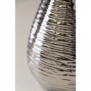 Ваза керамическая "Бутон", настольная, булат, серебро, 12 см