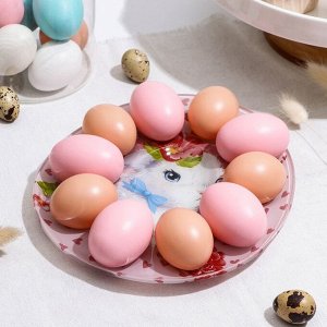 Подставка для яиц Доляна «Цветочный зайка», 10 ячеек, 24x20,6 см