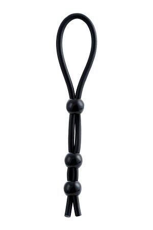 Лассо на пенис A-toys by TOYFA Leatt с тремя бусинами, силикон, черный, 19,5 см