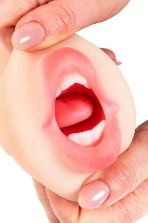 Мастурбатор реалистичный TOYFA Juicy Pussy Pretty Mouth, рот и вагина, SoftSkin, телесный,17 см