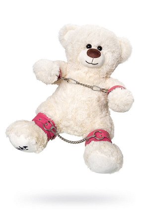 Бондажный набор "Медведь белый" Pecado BDSM (оковы, наручники), натуральная кожа, розовый