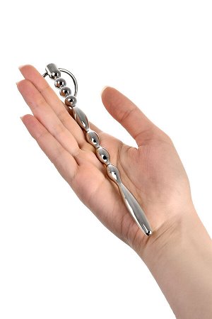 Уретральный плаг TOYFA Metal фигурный с кольцом в основании, серебряный, 17,5 см