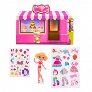 Магнитный набор с куклой, фоном и наклейками «Сладкая штучка»