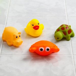 Набор резиновых игрушек для игры в ванной «Морские забавы», 6 предметов, цвета МИКС