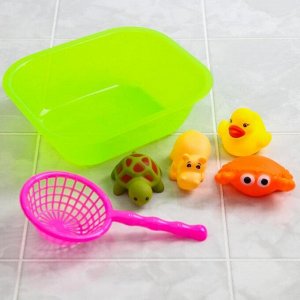 Набор резиновыx игрушек для игры в ванной «Морские забавы», 6 предметов, цвета МИКС