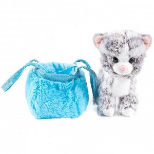 Мягкая игрушка «Котик» в сумочке-переноске, 18 см