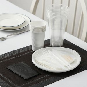 Набор одноразовой посуды «Шашлычный №1», 6 персон, цвет белый, чёрный