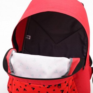 Рюкзак молод "Hey, Mickey", 42х31х15 см, на молнии, н/карман, красный, Микки Маус и друзья