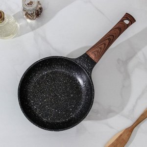 Сковорода Доляна Granit lux, d=21 см, пластиковая ручка, индукция, антипригарное покрытие, цвет тёмно-серый
