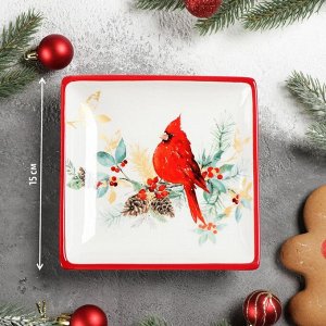 Блюдо сервировочное Доляна «Красный кардинал», 15x15 см