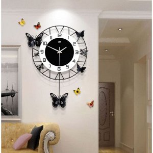 Часы настенные, серия: Маятник, "Бабочки", плавный ход, 35х51 см