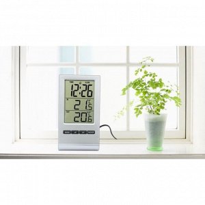 Часы электронные с метеостанцией, с календарём и будильником  5.7х10.6 см