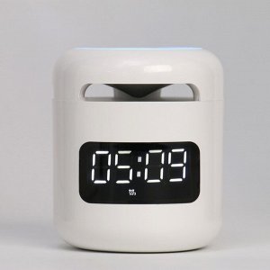 Часы настольные электронные, белая индикация, с колонкой, 8.5 х 7.5 х 7.5 см
