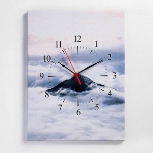 Часы-картина настенные "Горы в облакаХ", плавный Ход, 30 Х 40 см