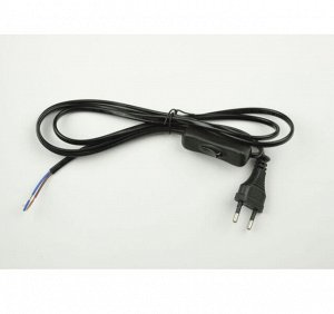 Сетевой шнур с вилкой и выключателем. 2А, 500Вт, 1,7м. Черный.  Uniel, UCX-C11/02A-170 BLACK