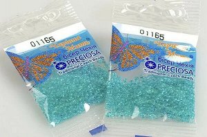 Бисер Чехия Preciosa 01165, 5 гр бирюзовый прозрачный чешский бисер