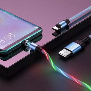 Магнитный  светящийся кабель USB to lightning Hoco U90