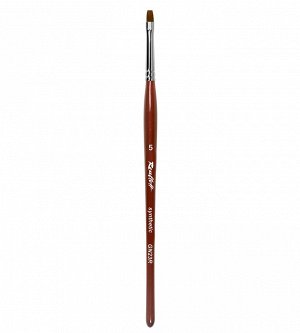 Кисть Roubloff GN2-05,0RT GN23R коричневая синтетика/ плоская 5/ ручка фигурная бордовая