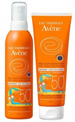 Авен Набор солнцезащитных средств для детей SPF50 (спрей 200 мл + молочко 250 мл) (Avene, Suncare)