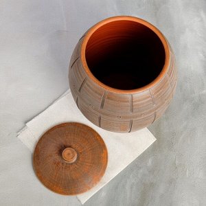 Бочка для засолки "Мия", гончарная, декор, красная глина, 8 л