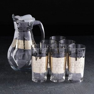 Набор питьевой «Мозаик», 7 предметов: графин 1 л, стакан 230 мл, 6 шт, с гравировкой и напылением