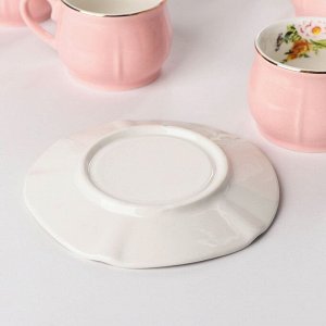 Сервиз кофейный керамический «Сирена», 12 предметов: 6 чашек 100 мл, 6 блюдец 12 см, цвет розовый