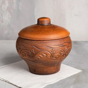 Горшок для запекания "Чугунок", декор, красная глина, 2.2 л