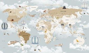 Фотообои Облачная карта для детской