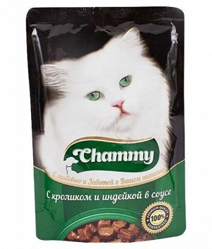 Chammy для кошек пауч с кроликом и индейкой в соусе 85г *24